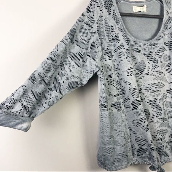 ANTHROPOLOGIE | SATURDAY SUNDAY Blue Mesh Cutouts Long Sleeve Top Women’s Size M - Picture 3 of 6